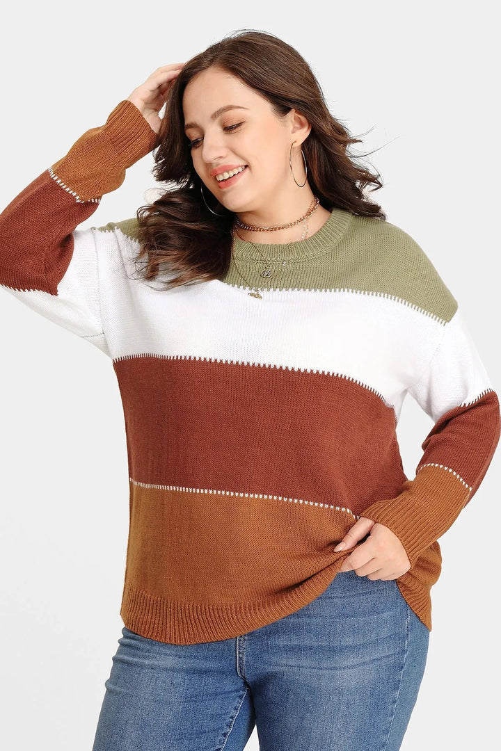 Knit Stripe Patchwork Cashmere Sweater