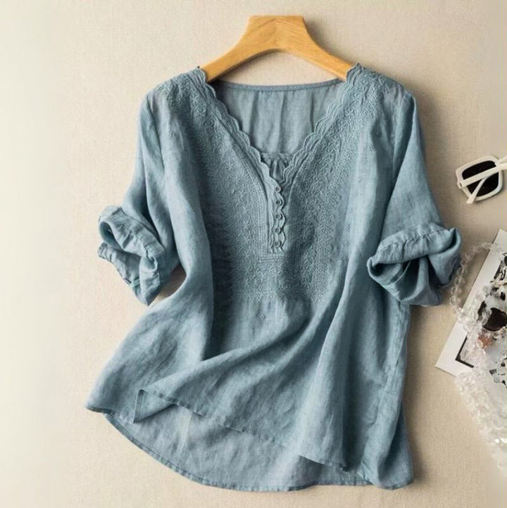 Luciana Cotton-Linen Blouse