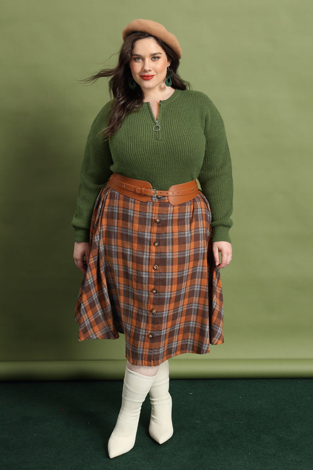 Quarter Zipper Up Plain Cashmere Woolen Sweater