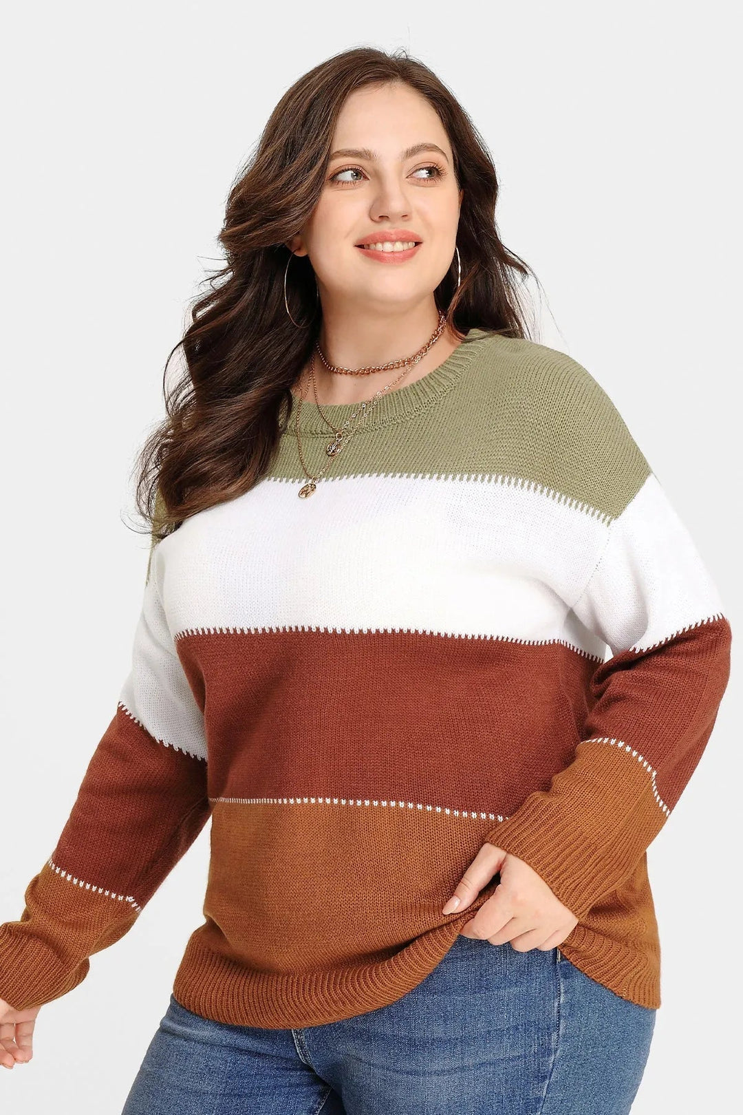 Knit Stripe Patchwork Cashmere Sweater