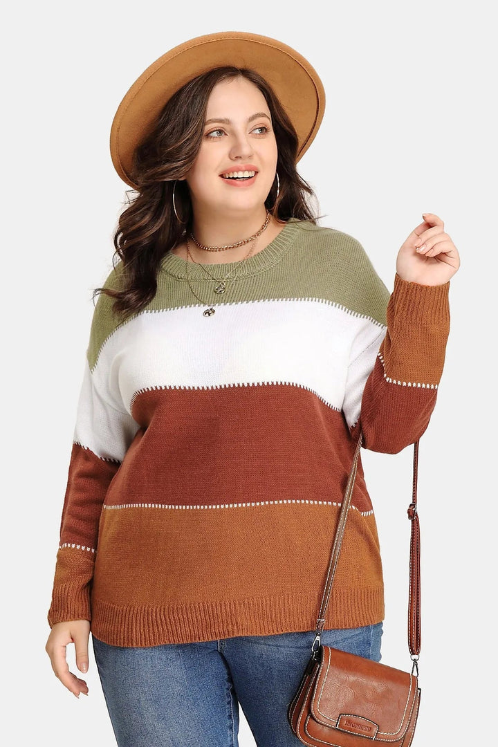 Knit Stripe Patchwork Cashmere Sweater