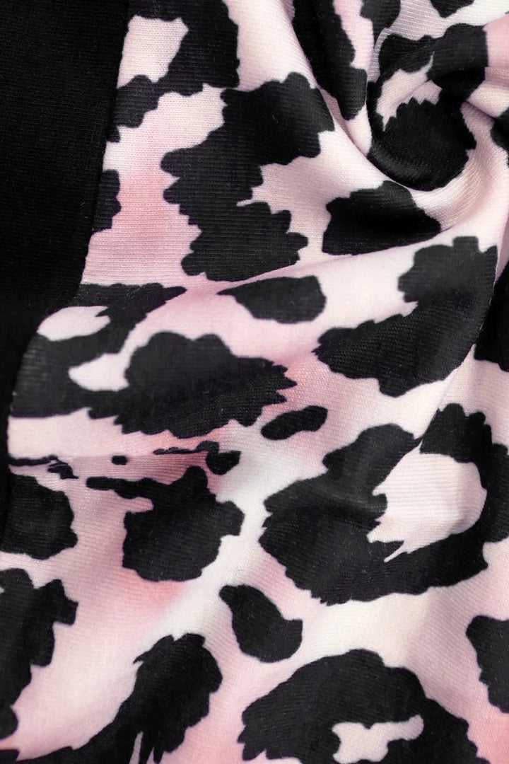 Leopard Colorblock Long Sleeves Hoodie