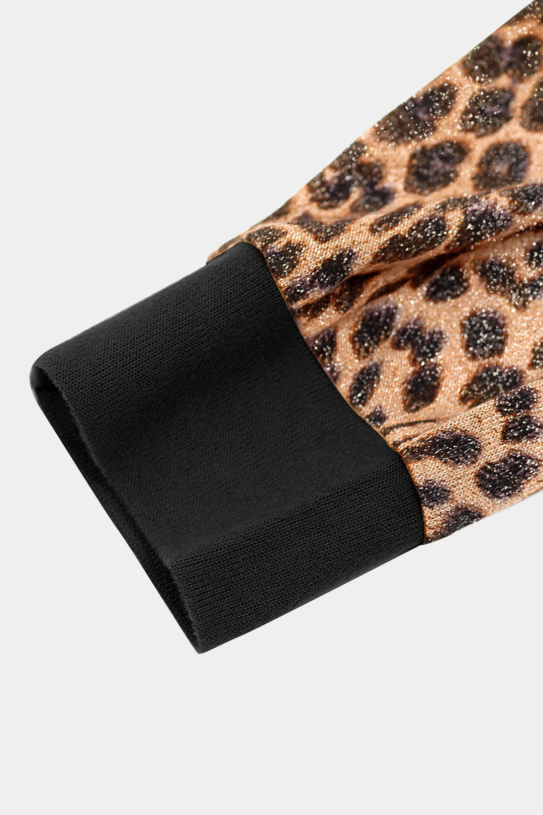 Raglan Leopard Long Sleeve Black Sweatshirt