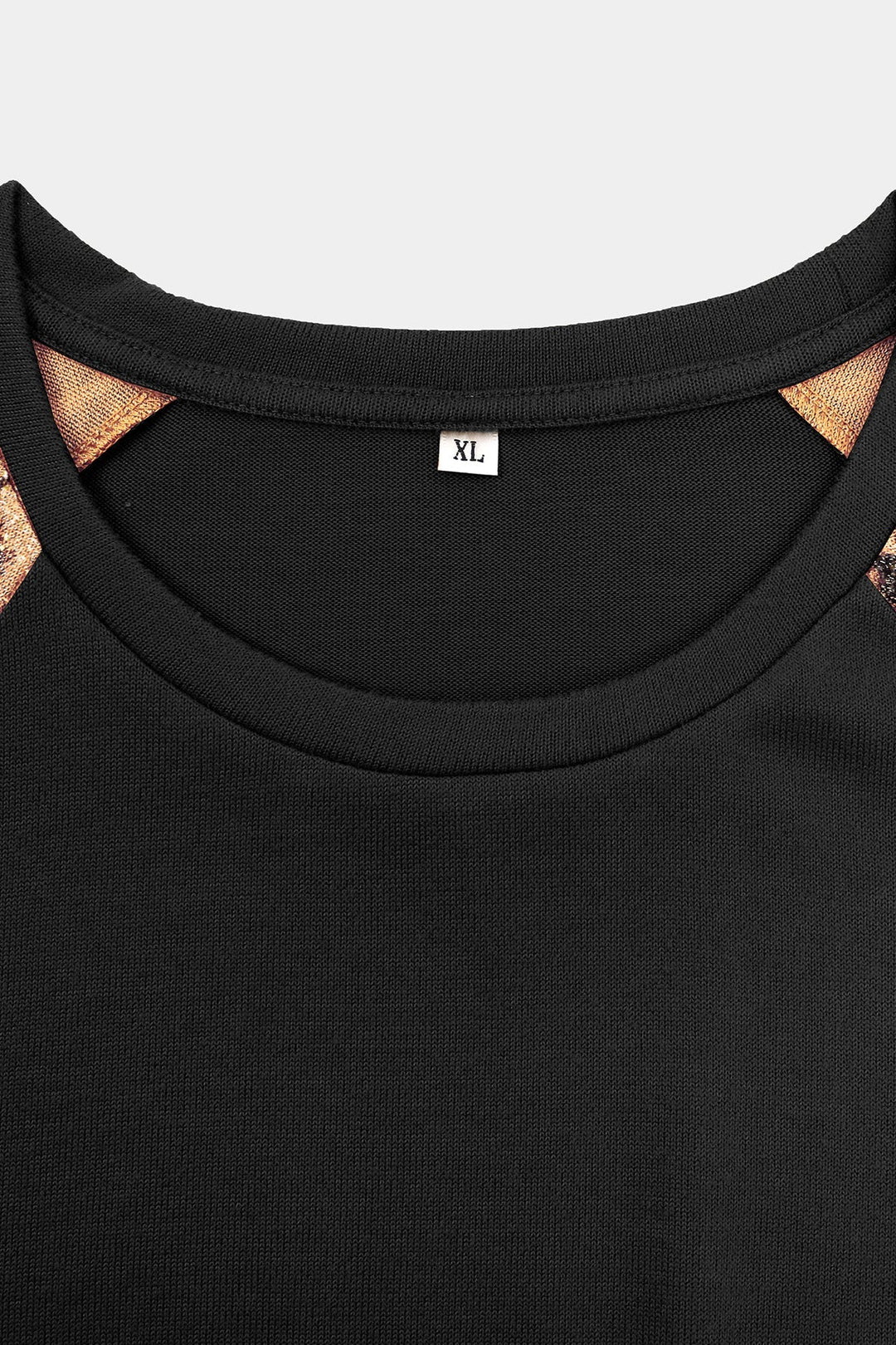 Raglan Leopard Long Sleeve Black Sweatshirt