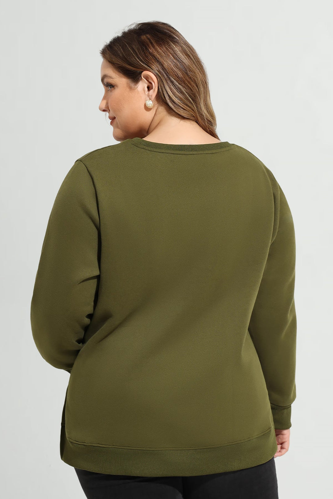 Essentail Split Hem Long Sleeve Sweatshirt