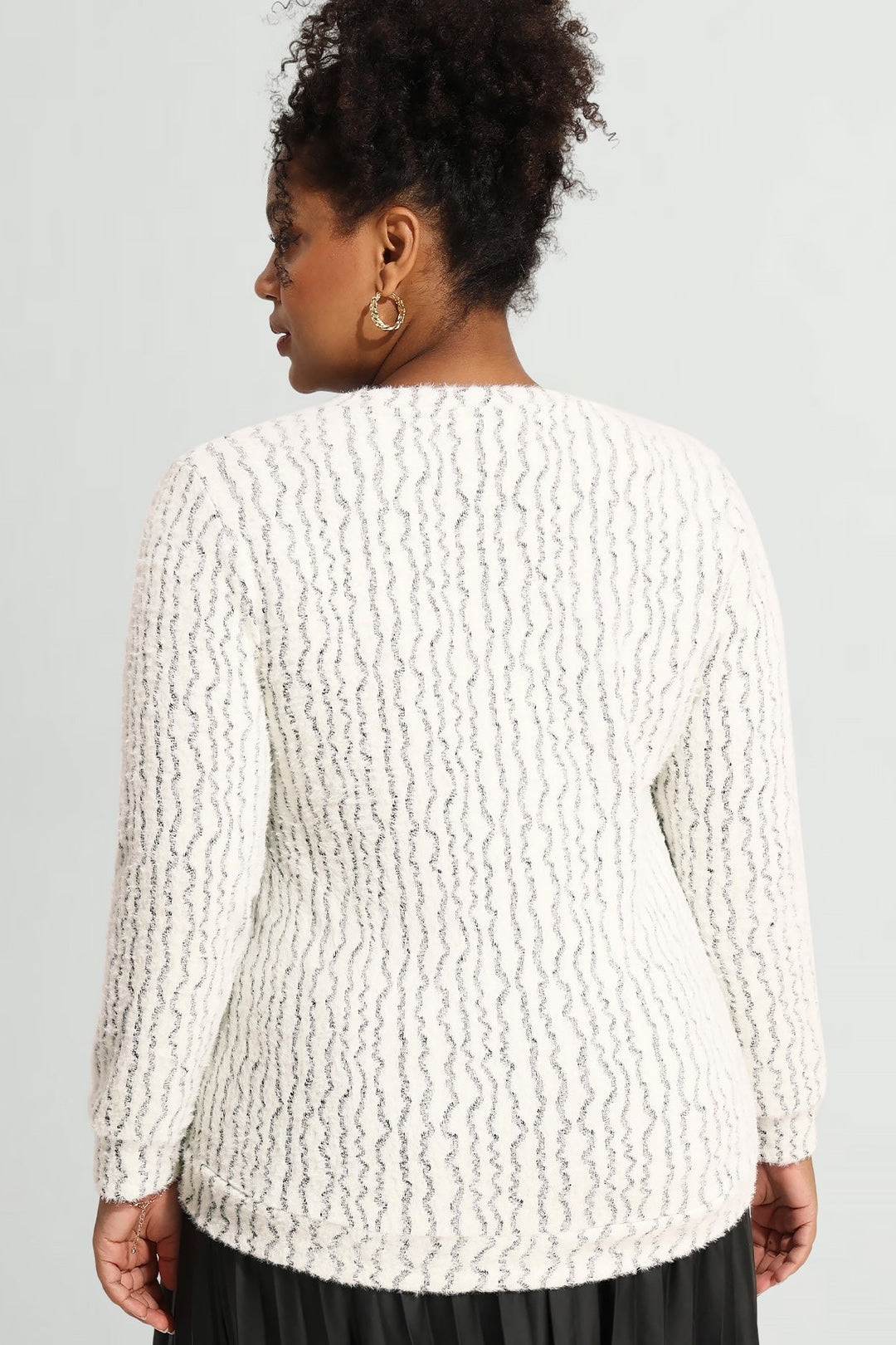 Solid V Neck Knit Velvet Long Sleeve Pullover Sweater