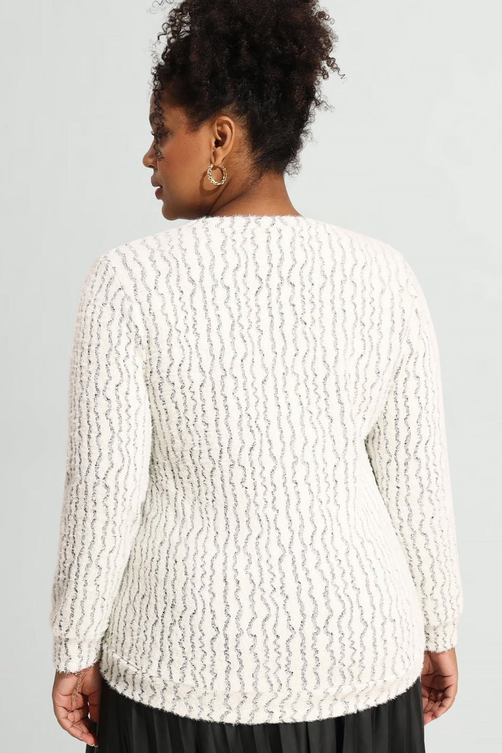 Solid V Neck Knit Velvet Long Sleeve Pullover Sweater