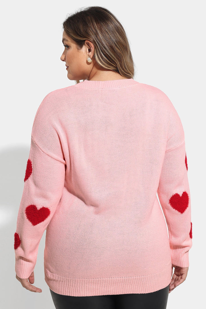Valentine Heart Print Crewneck Long Sleeve Sweater