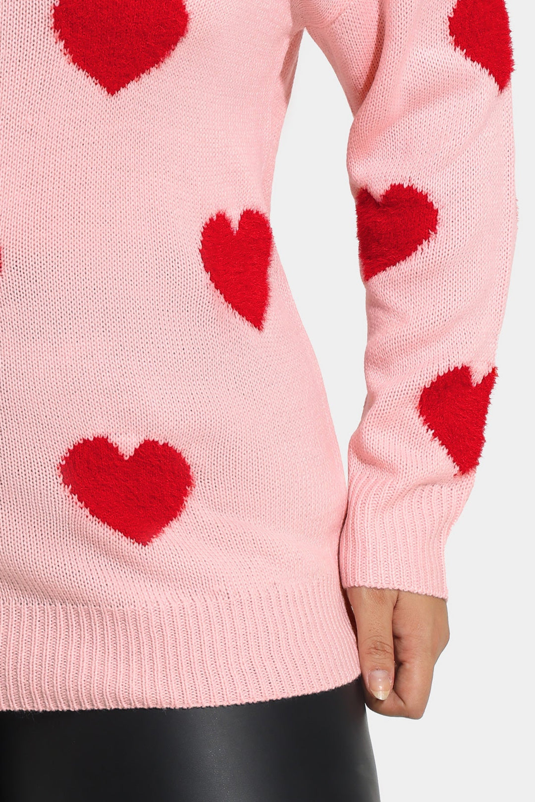Valentine Heart Print Crewneck Long Sleeve Sweater