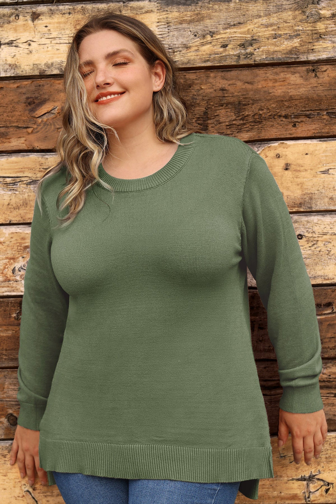 Essential Split Hem Skinny Long Sleeve Sweater