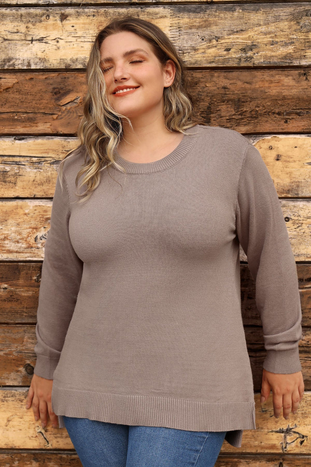 Essential Split Hem Skinny Long Sleeve Sweater