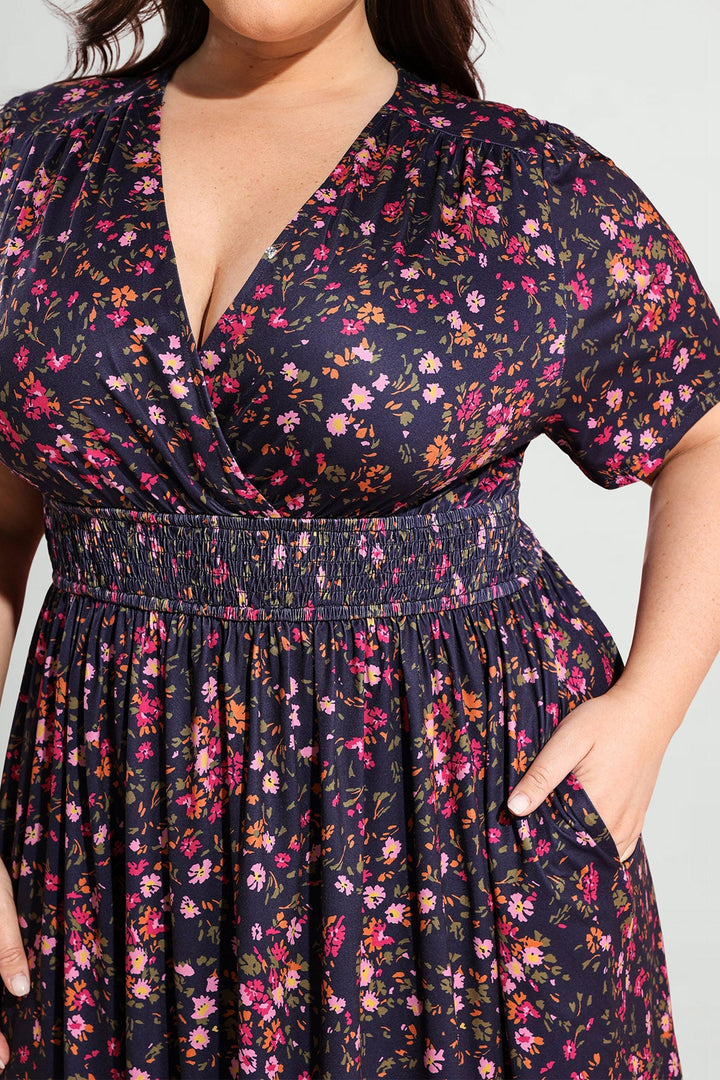 Pockets Elasticated Waist Floral A-line Maxi Dress