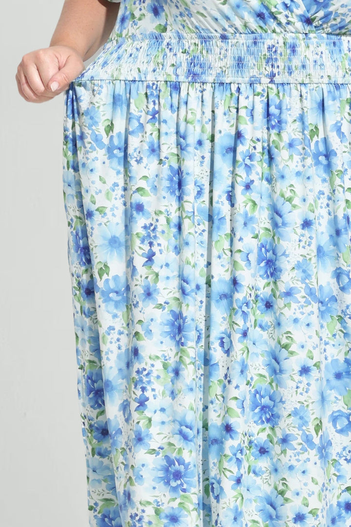 Pockets Smocked Waist Stars Print A-line Maxi Dress