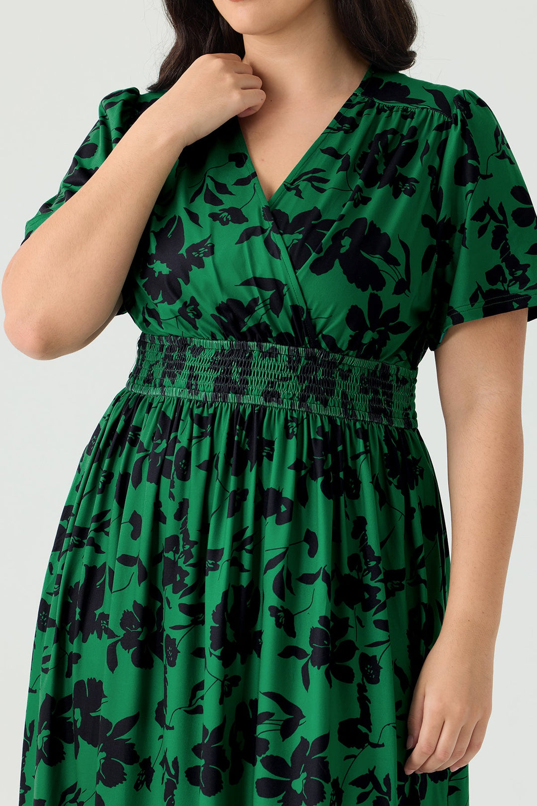 Pockets Smocked Waist Red Plaid A-line Maxi Dress