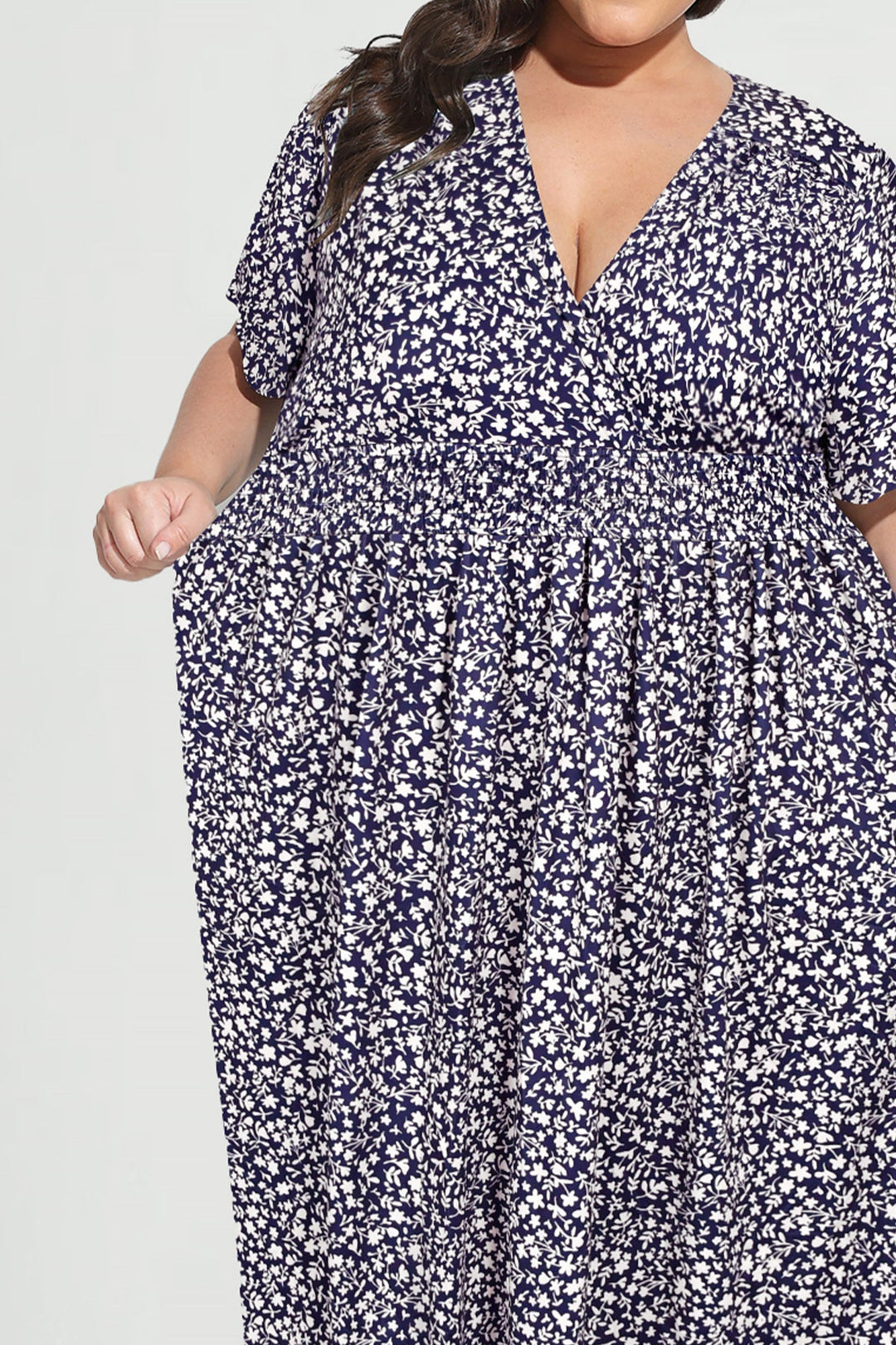 Pockets Elasticated Waist Floral A-line Maxi Dress