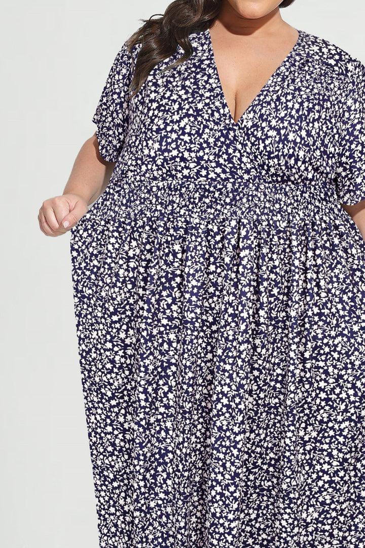Pockets Elasticated Waist Floral A-line Maxi Dress