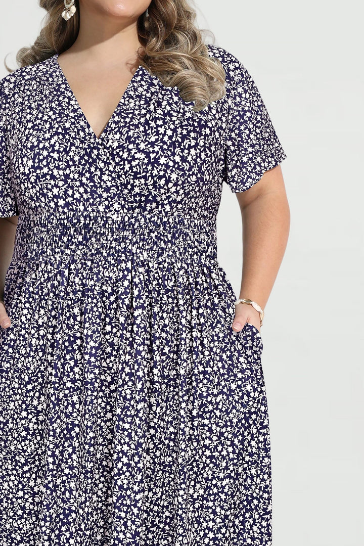 Pockets Elasticated Waist Floral A-line Maxi Dress