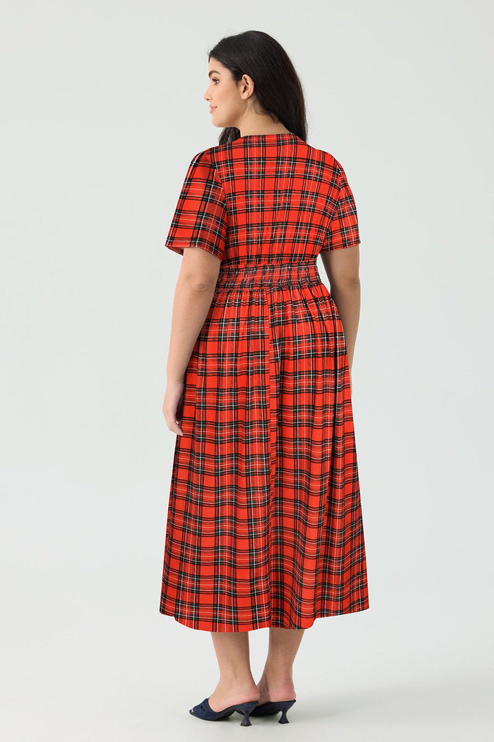 Pockets Smocked Waist Stars Print A-line Maxi Dress