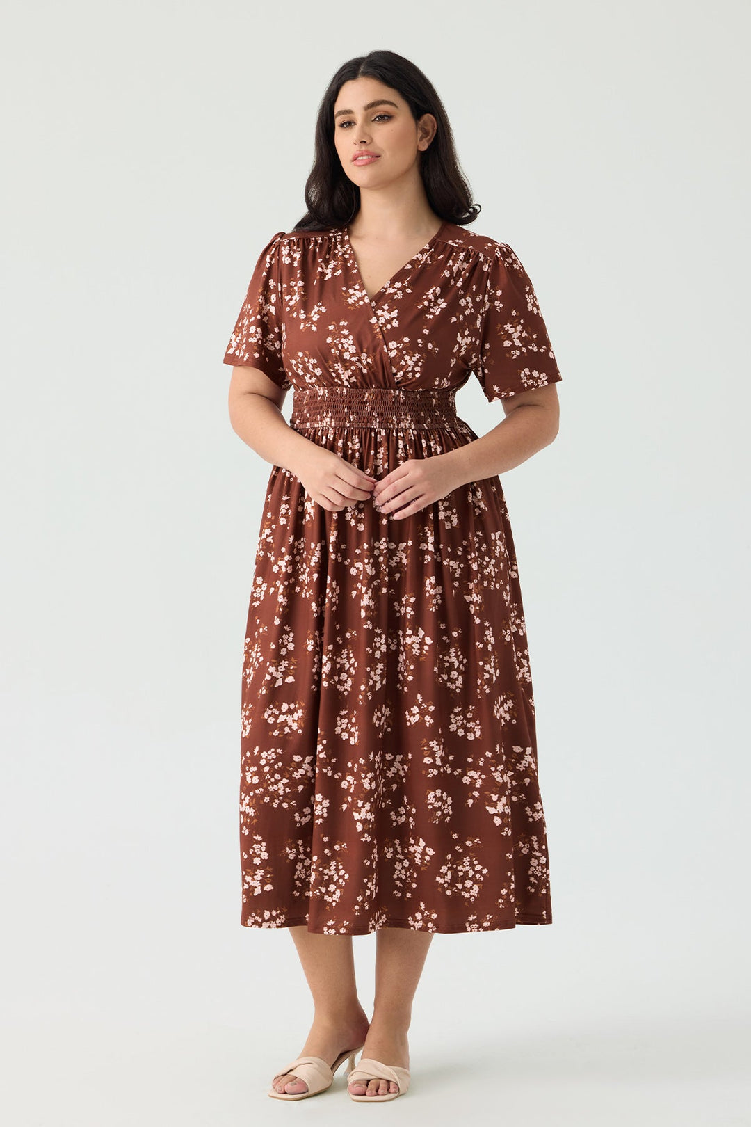 Pockets Smocked Waist Stars Print A-line Maxi Dress