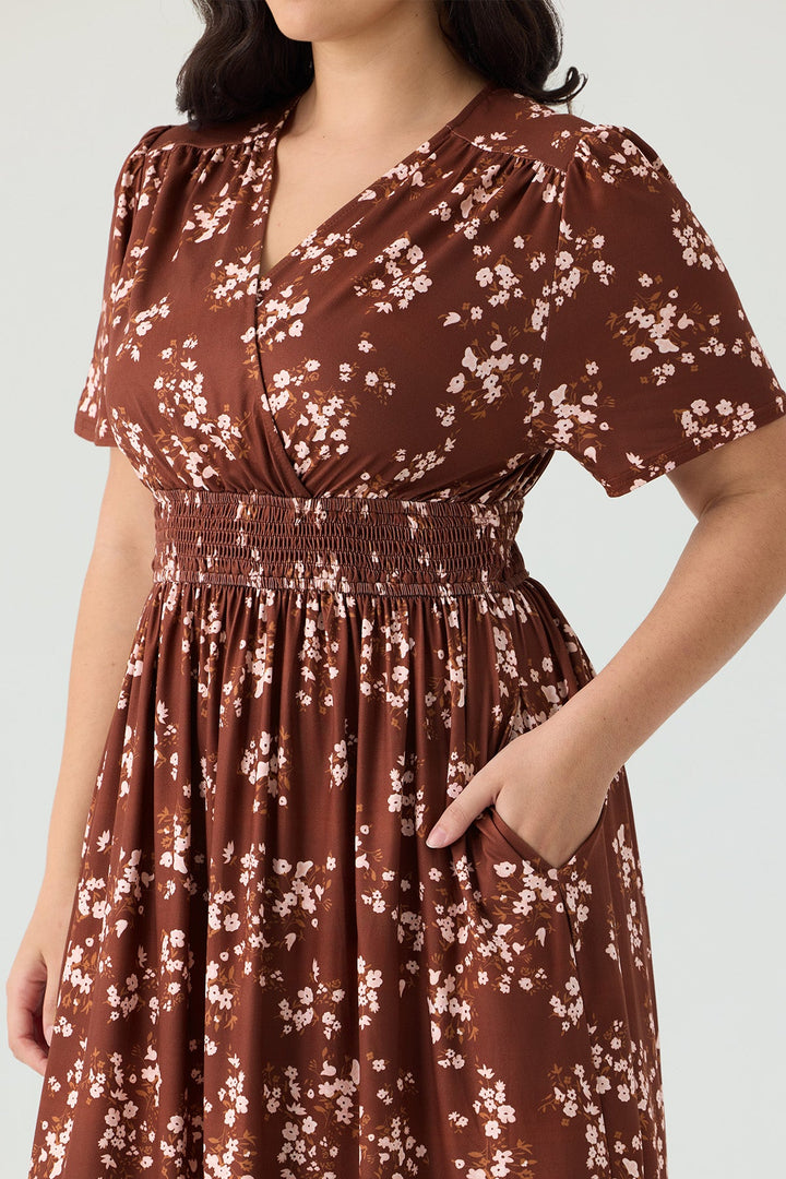 Pockets Smocked Waist Stars Print A-line Maxi Dress