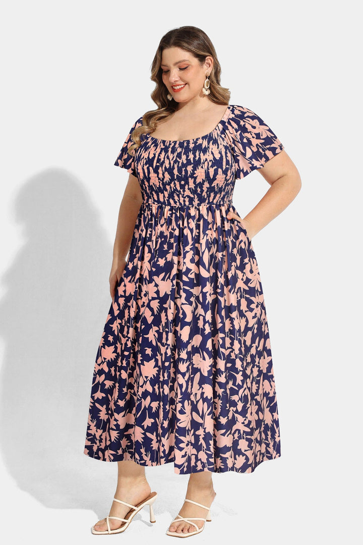 Pockets Floral Print Beach Summer Vibes Midi Dress