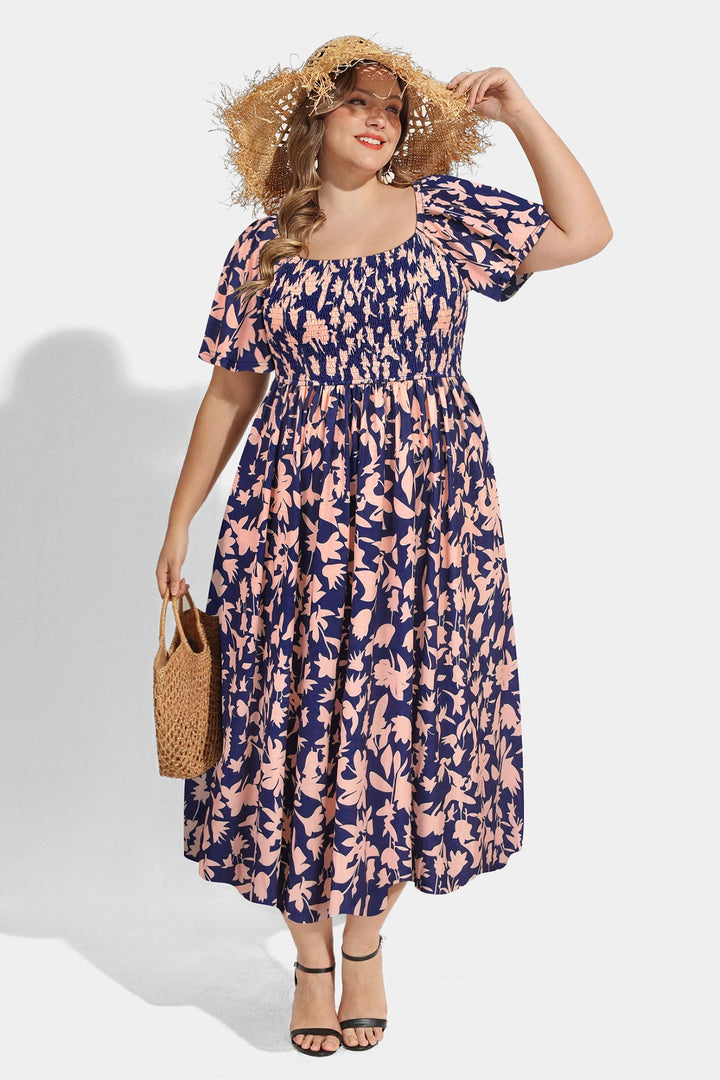 Pockets Floral Print Beach Summer Vibes Midi Dress
