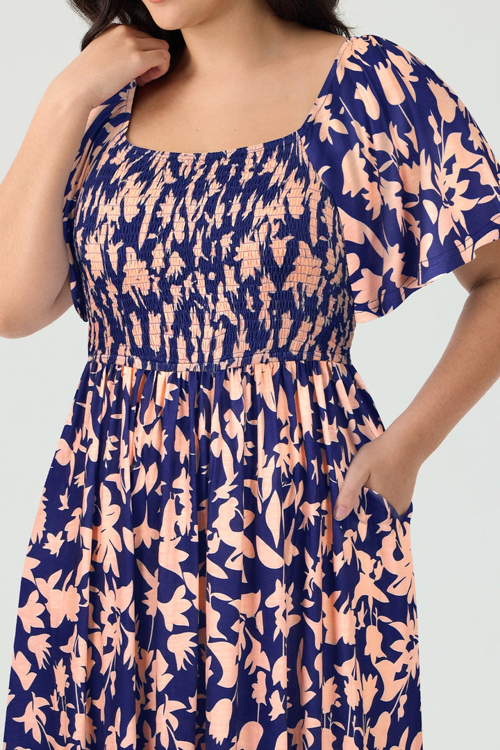 Pockets Floral Print Beach Summer Vibes Midi Dress