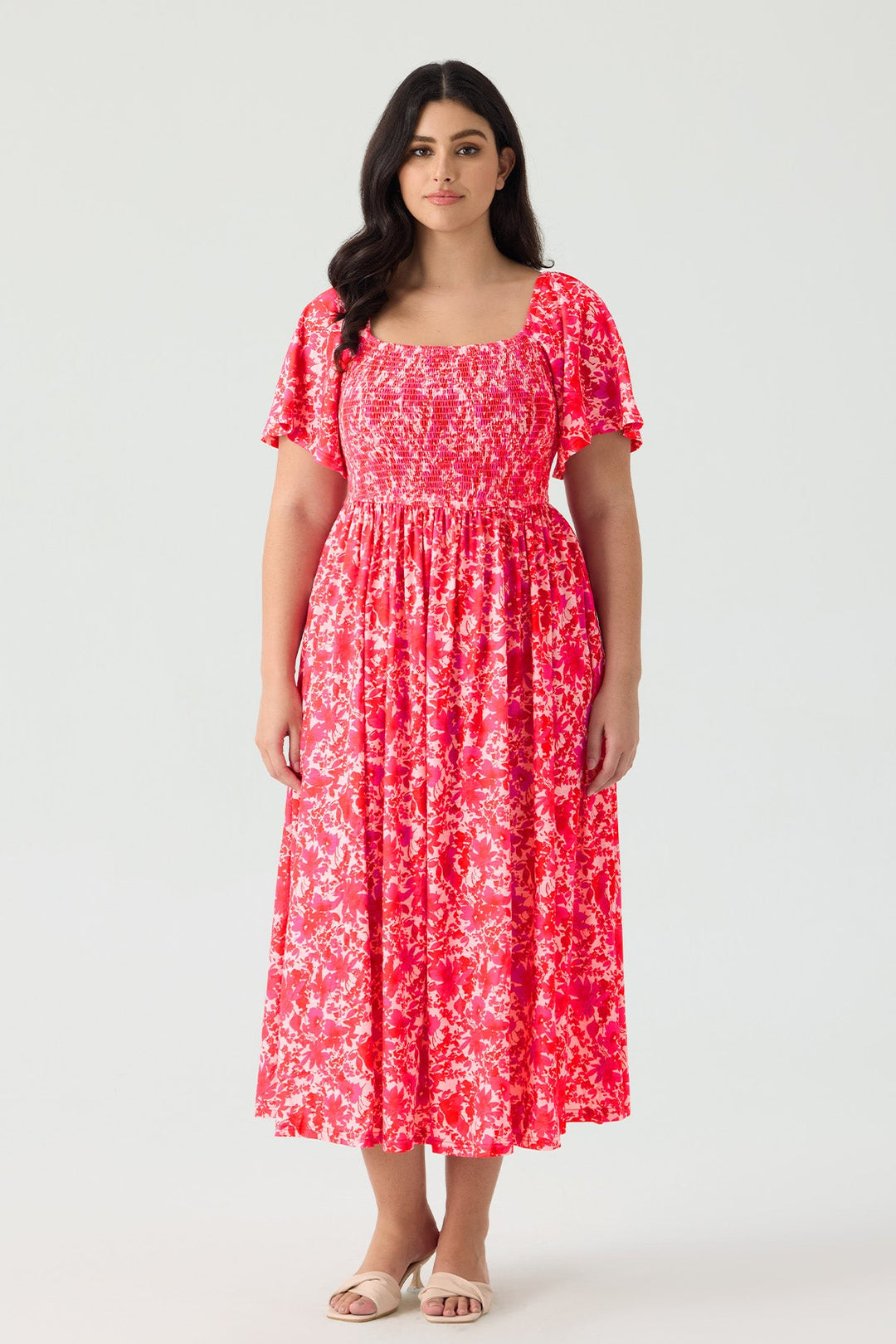 Pockets Floral Print Beach Summer Vibes Midi Dress