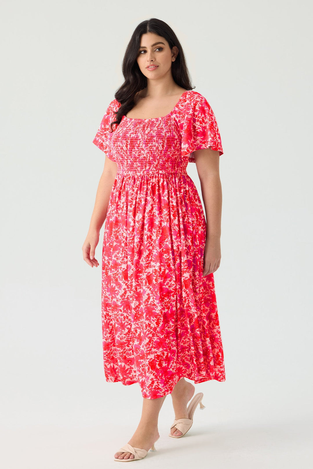 Pockets Floral Print Beach Summer Vibes Midi Dress