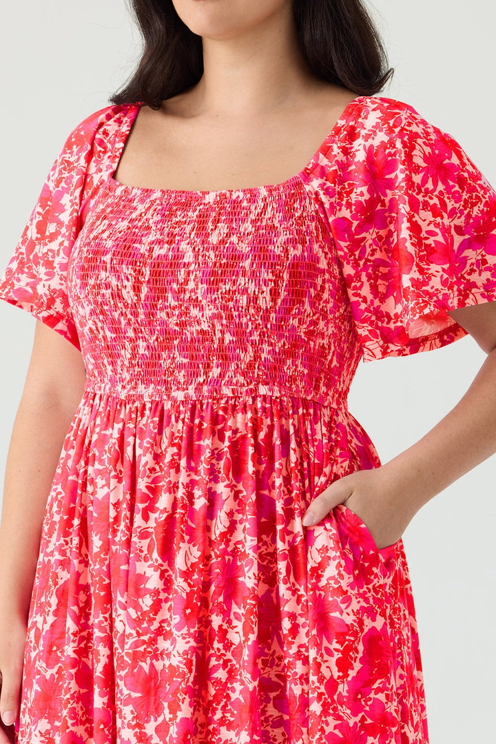 Pockets Floral Print Beach Summer Vibes Midi Dress