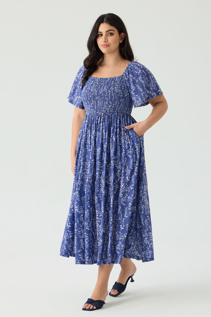 Pockets Floral Print Beach Summer Vibes Midi Dress