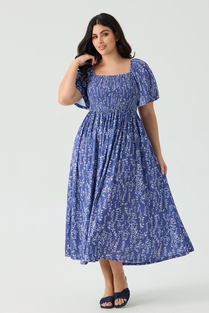 Pockets Floral Print Beach Summer Vibes Midi Dress