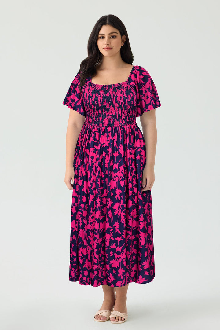 Pockets Floral Print Beach Summer Vibes Midi Dress