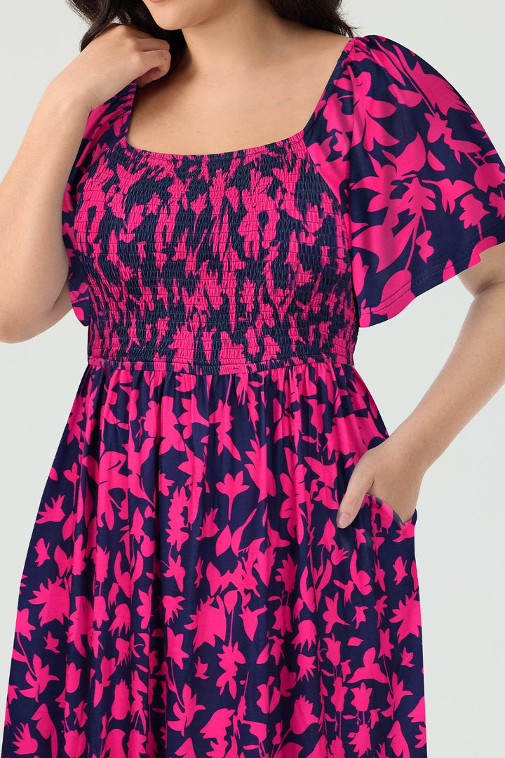 Pockets Floral Print Beach Summer Vibes Midi Dress