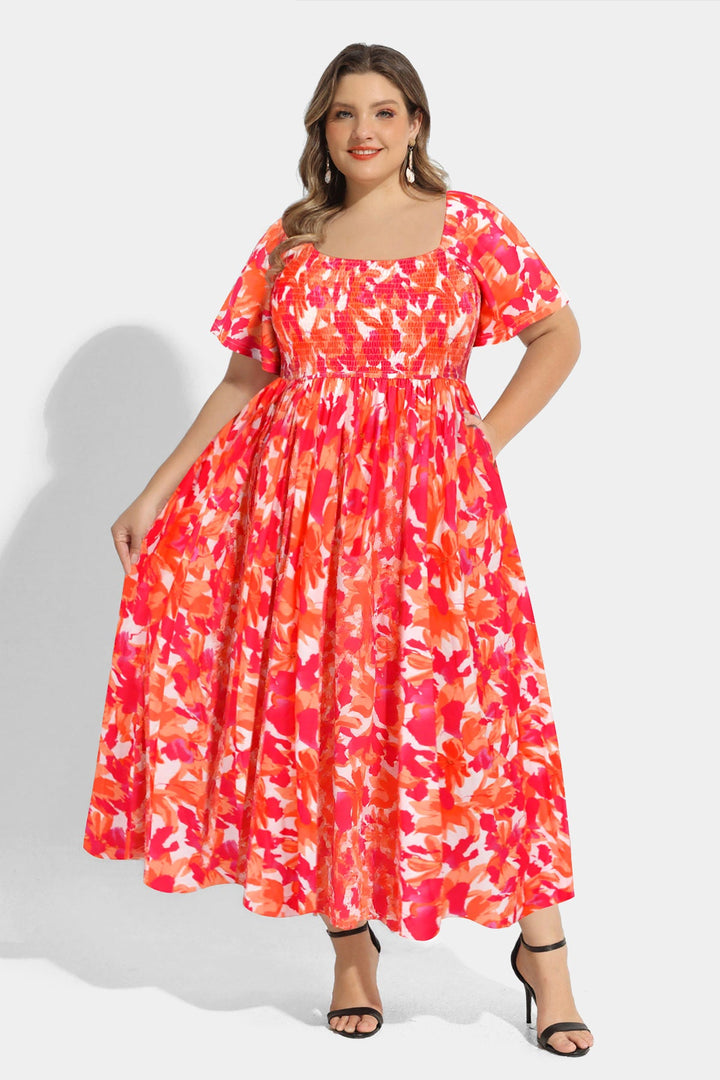 Pockets Floral Print Beach Summer Vibes Midi Dress