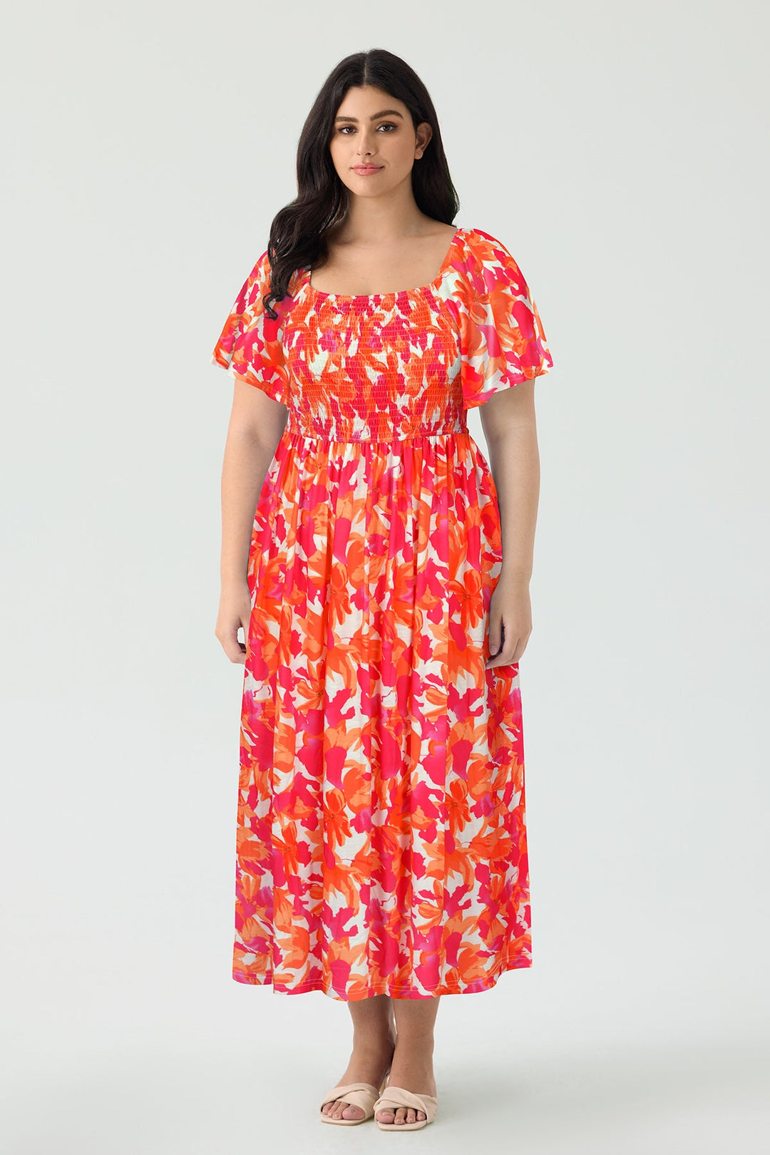 Pockets Floral Print Beach Summer Vibes Midi Dress