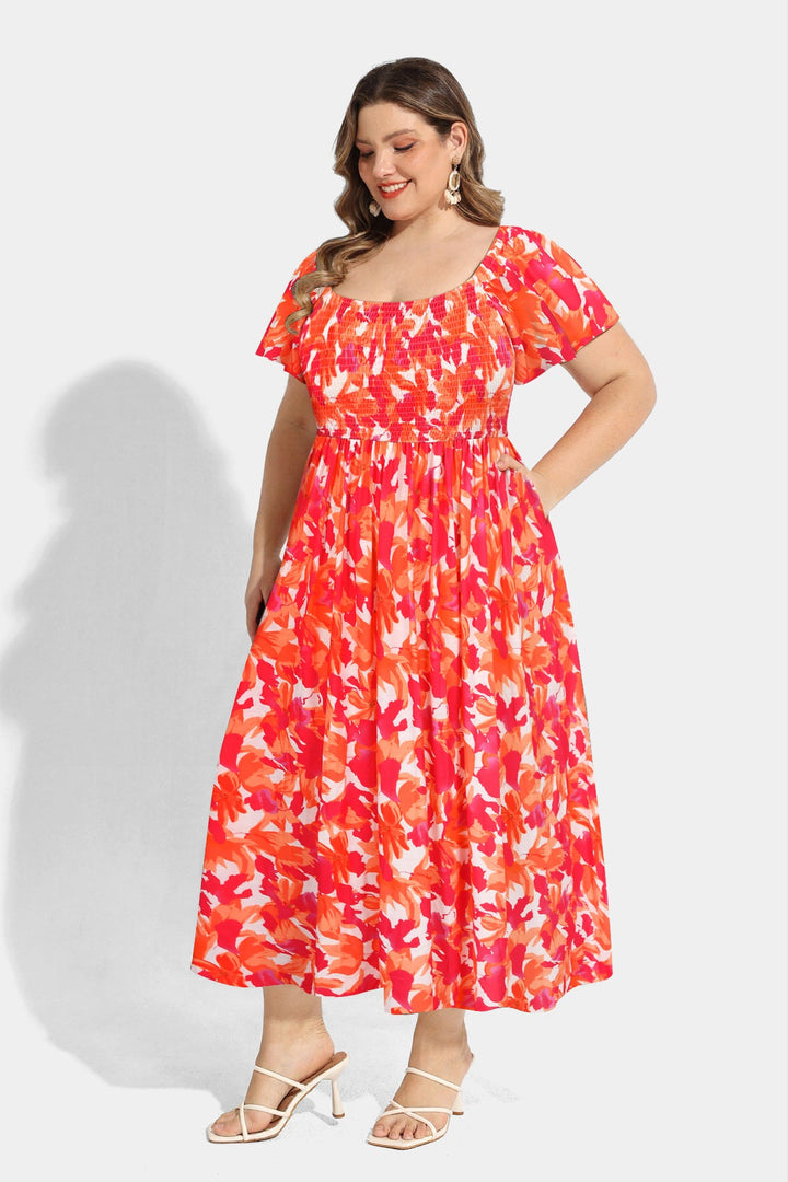 Pockets Floral Print Beach Summer Vibes Midi Dress