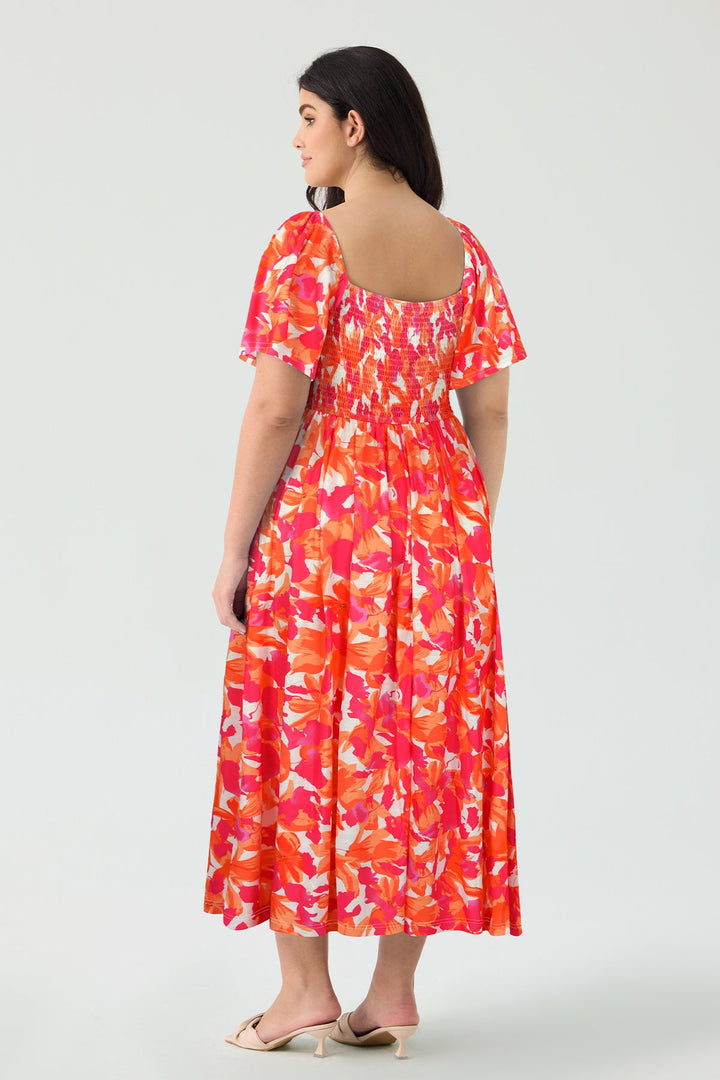 Pockets Floral Print Beach Summer Vibes Midi Dress