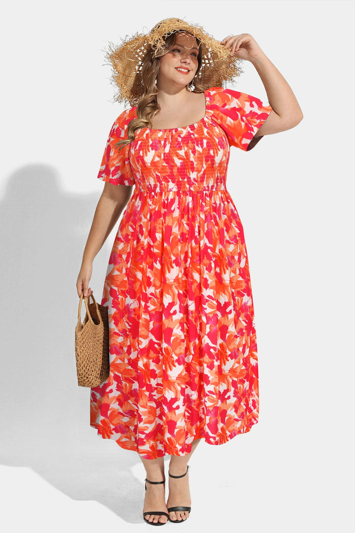 Pockets Floral Print Beach Summer Vibes Midi Dress