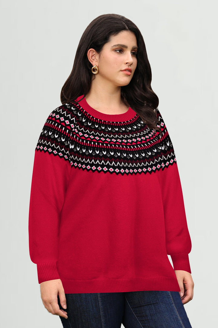 Fair Isle Knit Jacquard Holiday Sweater