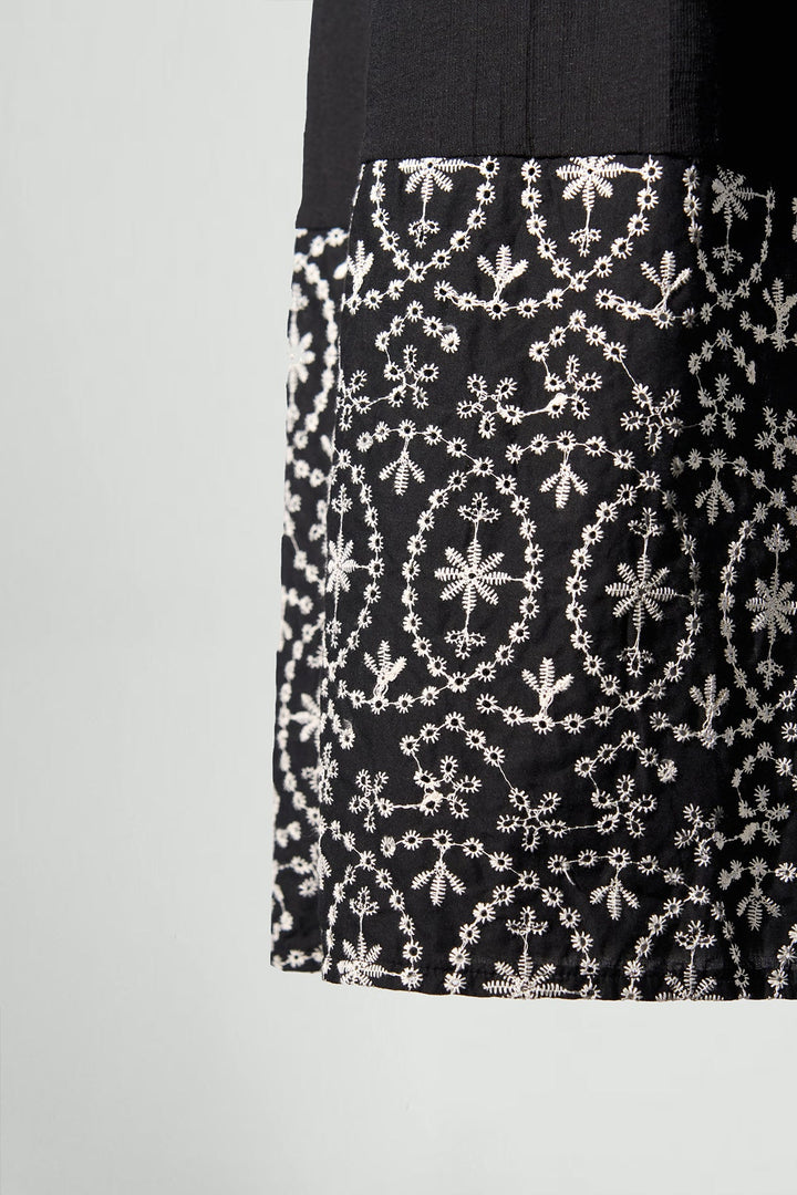 Pockets Boho Floral Embroidered Trim Flowy Midi Dress