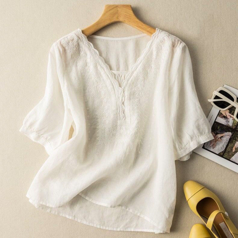 Luciana Cotton-Linen Blouse