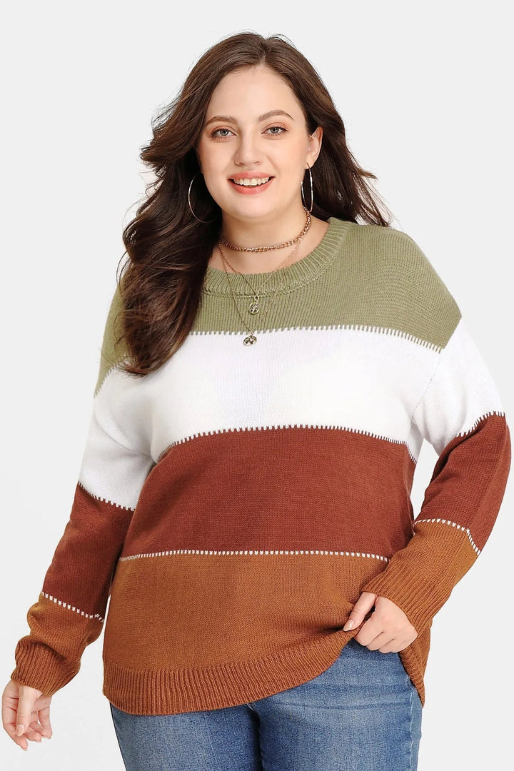 Knit Stripe Patchwork Cashmere Sweater