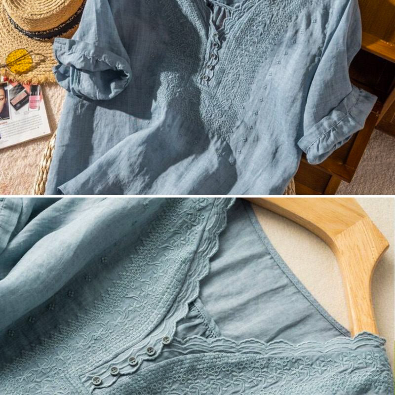 Luciana Cotton-Linen Blouse