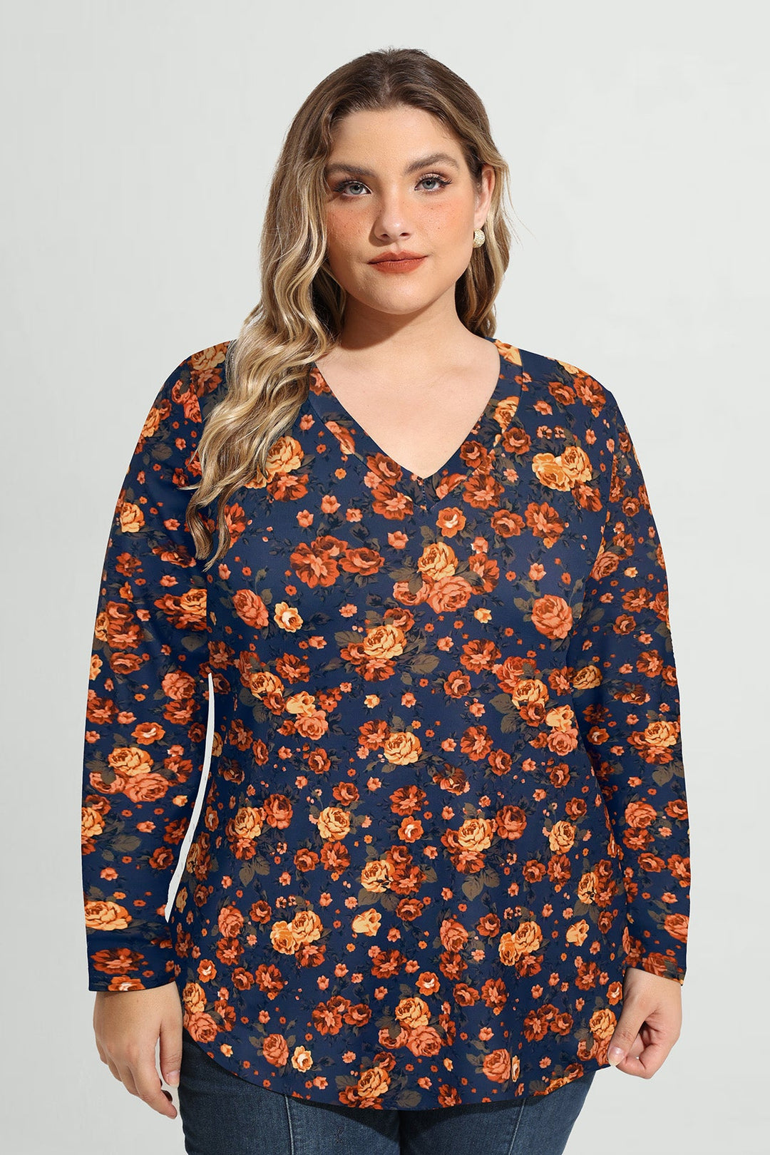 Floral Print Soft Flowy Long Sleeve T-Shirt