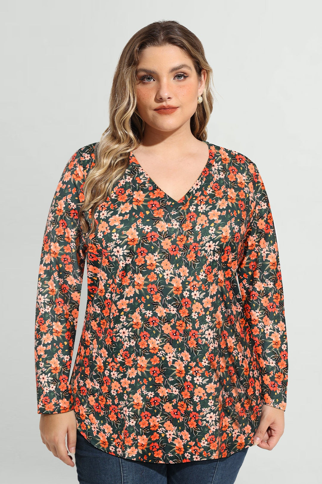 Floral Print Soft Flowy Long Sleeve T-Shirt