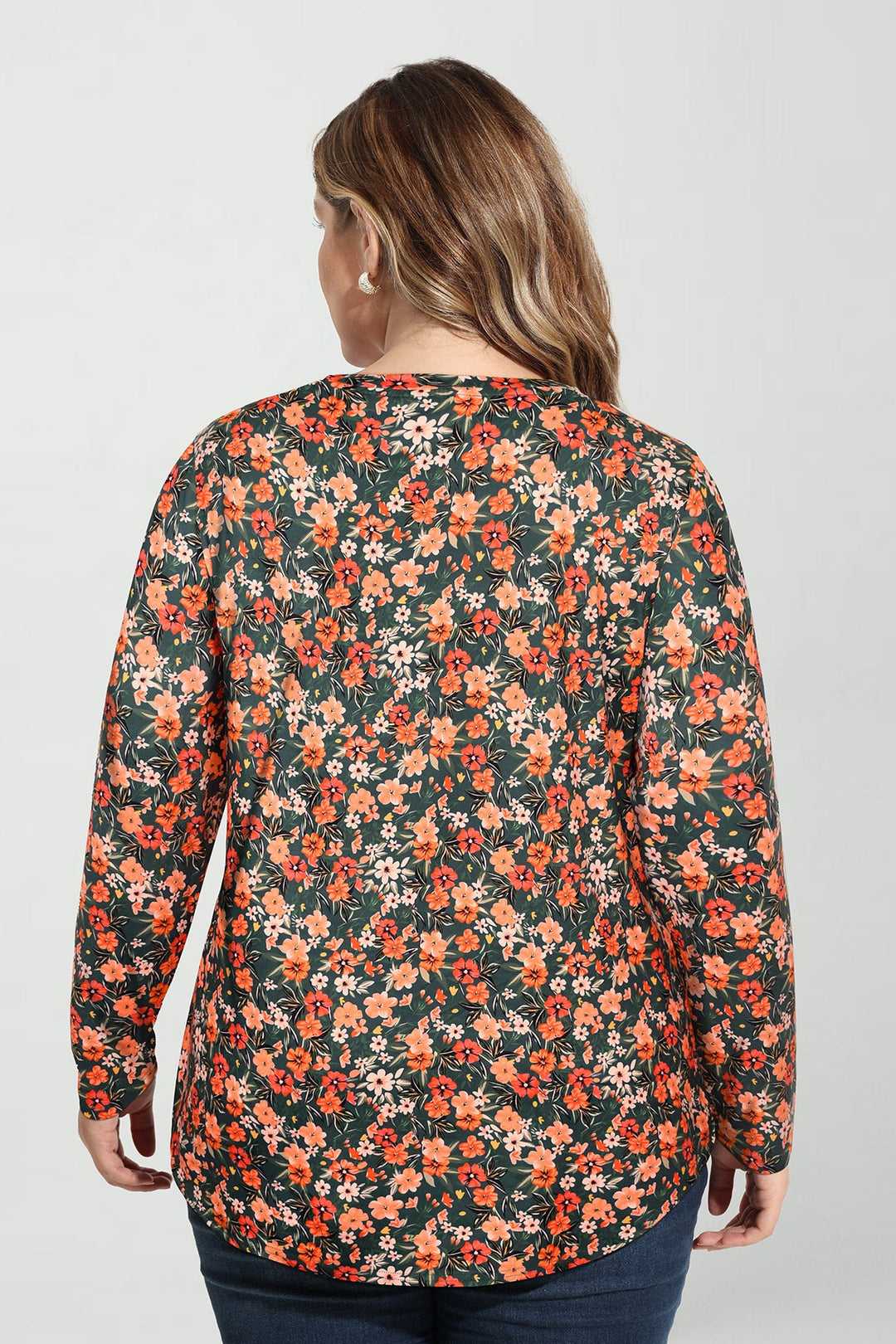 Floral Print Soft Flowy Long Sleeve T-Shirt