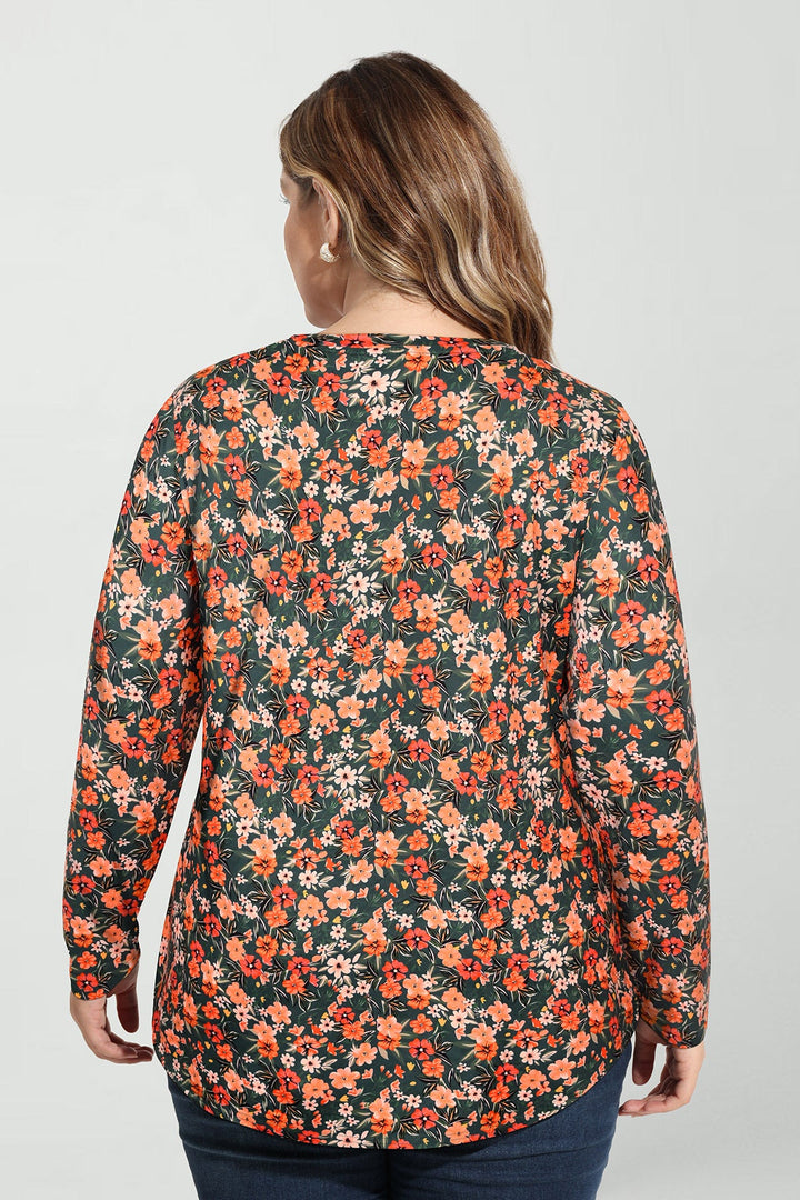 Floral Print Soft Flowy Long Sleeve T-Shirt