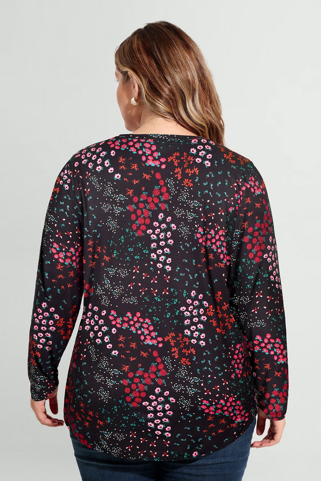 Floral Print Soft Flowy Long Sleeve T-Shirt