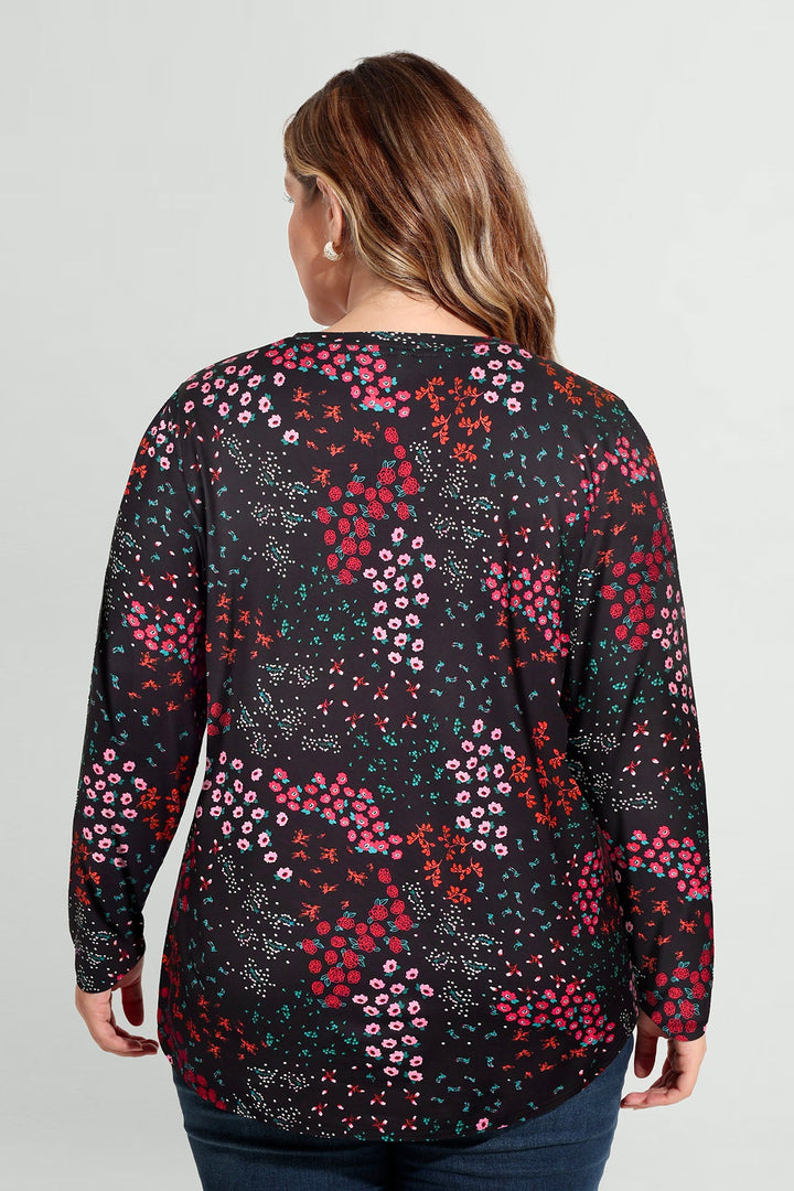 Floral Print Soft Flowy Long Sleeve T-Shirt